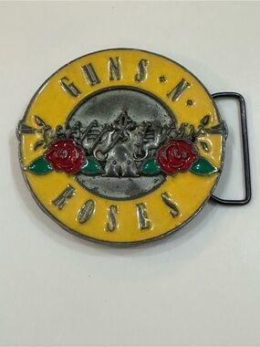 Vintage 2004 Guns N' Roses Belt Buckle | Licensed Bravado Yellow Enamel